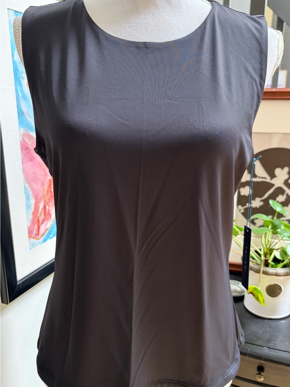 Tahari Chocolate Brown Sleeveless Knit Tank